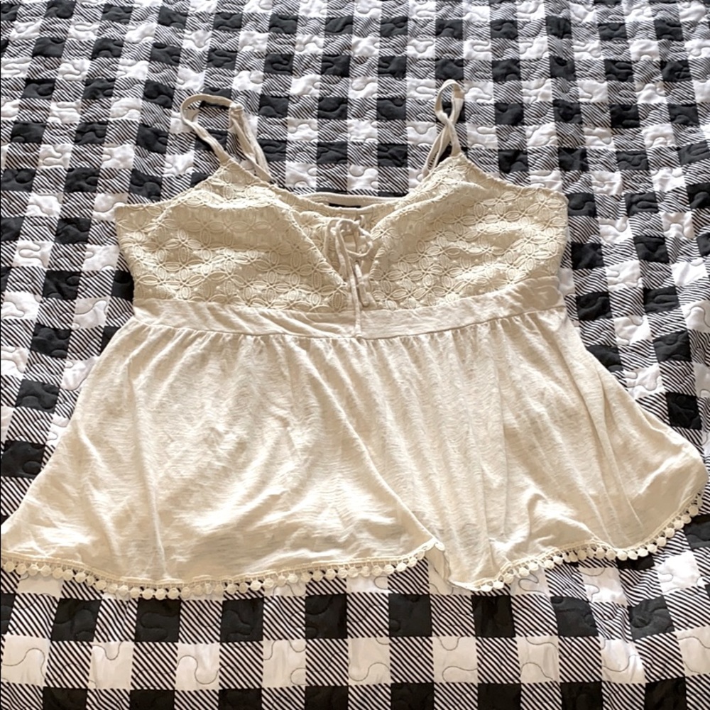 CROCHET BODICE BABYDOLL TANK TOP